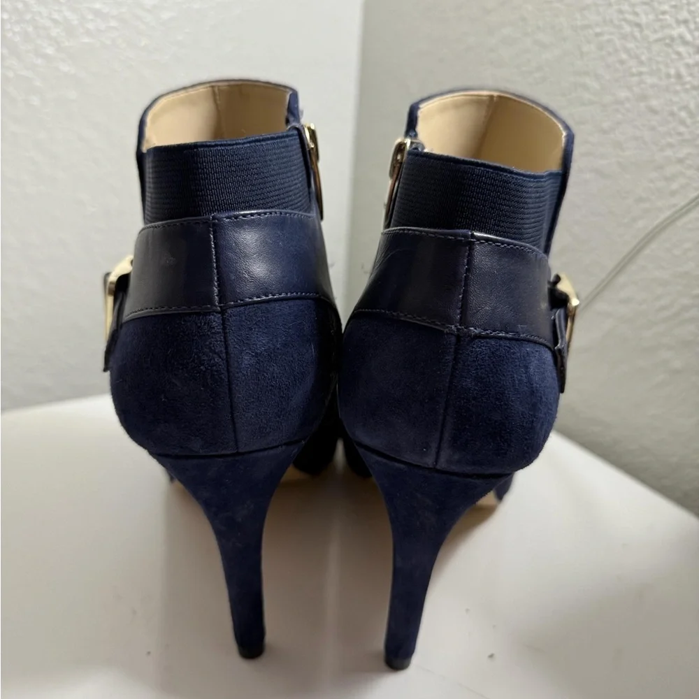 Marc Fisher Navy Ankle Booties with Buckle - Picture 3 of 6